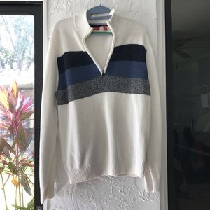 Izod Knit Striped Quarter Zip Sweater